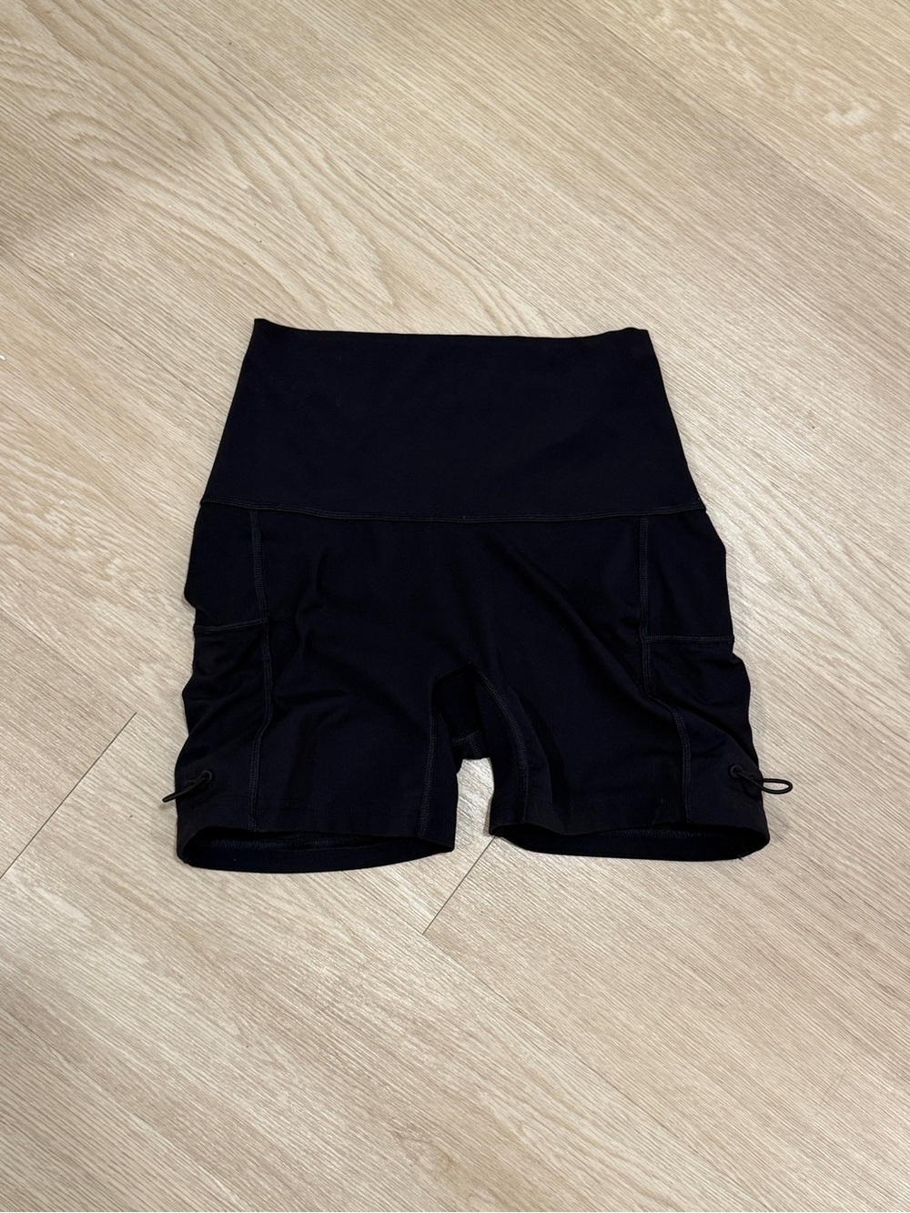 Gymshark Black Workout Shorts Womens XS Legacy Logo Side Cinch High Waisted